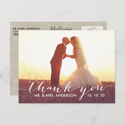 Eenvoudig scriptweddenschap Dank u Briefkaart (Voorkant / Achterkant)