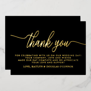 Eenvoudig scriptweddenschap Echt bedankt Folie Uitnodiging