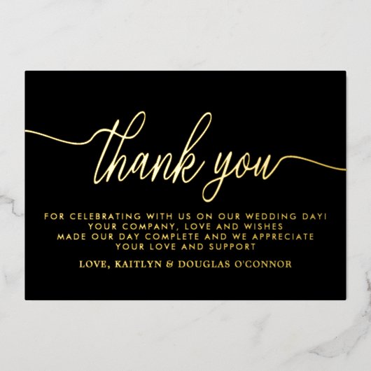 Eenvoudig scriptweddenschap Echt bedankt Folie Uitnodiging (Voorkant)