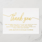 Eenvoudig scriptweddenschap Echt bedankt Folie Uitnodiging (Voorkant)