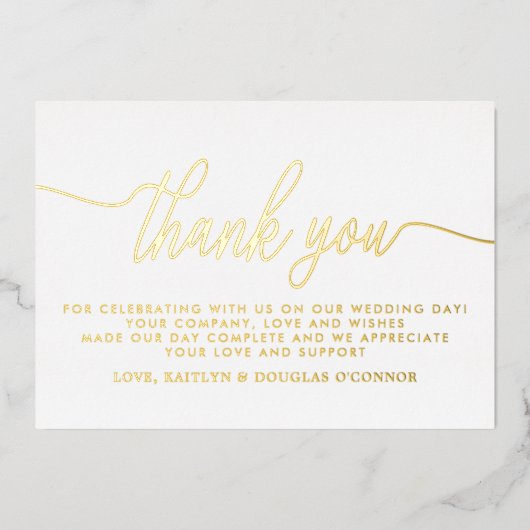 Eenvoudig scriptweddenschap Echt bedankt Folie Uitnodiging (Voorkant)