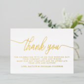 Eenvoudig scriptweddenschap Echt bedankt Folie Uitnodiging (Staand Voorkant)