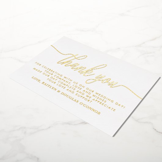 Eenvoudig scriptweddenschap Echt bedankt Folie Uitnodiging (Gedraaid)