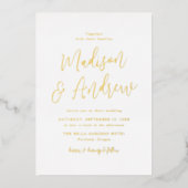 Eenvoudig scriptweddenschap Gold Folie Uitnodiging (Voorkant)