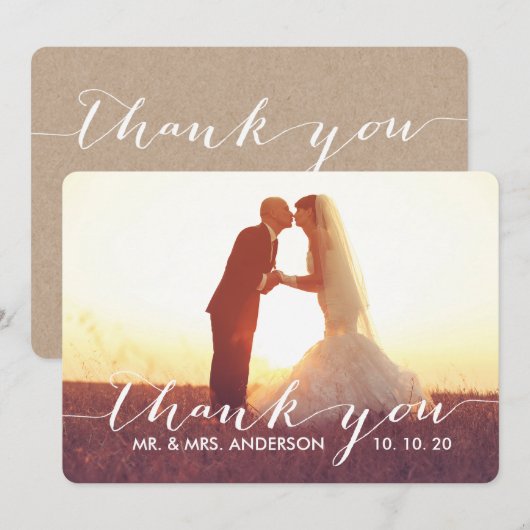 Eenvoudig scriptweddenschap Hartelijk dank Bedankkaart (Voorkant / Achterkant)