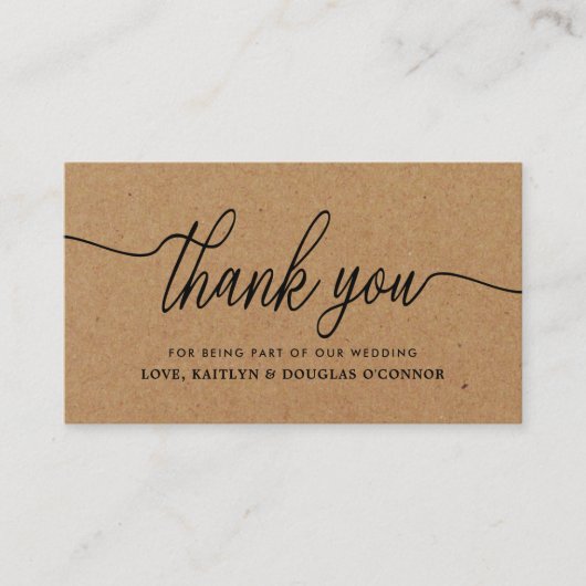 Eenvoudig scriptweddenschap Hartelijk dank Informatiekaartje (Voorkant)