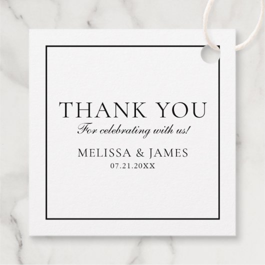 Eenvoudig scriptweddenschap Hartelijk dank wit Bedankjes Labels (Achterkant)