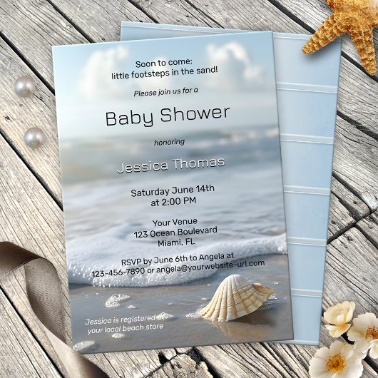 Eenvoudig Seashell Beach Baby shower Kaart