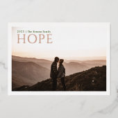 Eenvoudig Serif HOPE Groen Aquarel Echte Folie Feestdagenkaart (Voorkant)