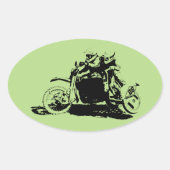 Eenvoudig sidecarcross-ontwerp ovale sticker (Voorkant)