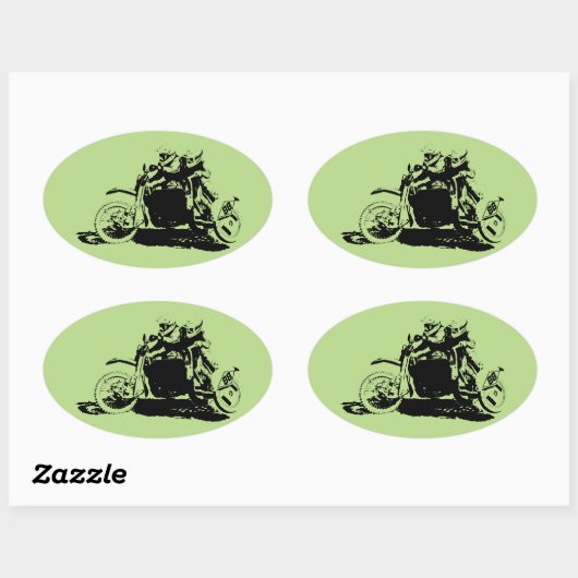 Eenvoudig sidecarcross-ontwerp ovale sticker (Vel)