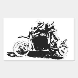 Eenvoudig sidecarcross-ontwerp rechthoekige sticker
