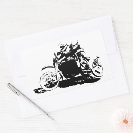 Eenvoudig sidecarcross-ontwerp rechthoekige sticker (Envelop)