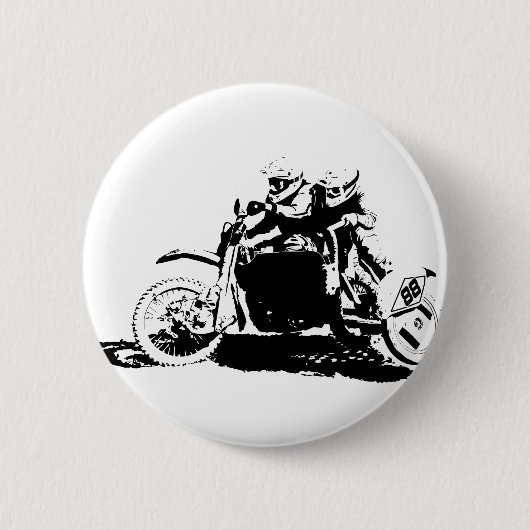 Eenvoudig sidecarcross-ontwerp ronde button 5,7 cm (Voorkant)