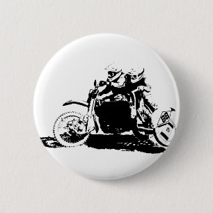 Eenvoudig sidecarcross-ontwerp ronde button 5,7 cm