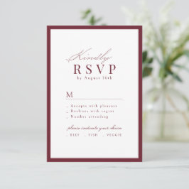 Eenvoudig sierlijk schrift bordeauxrood QR-code br RSVP Kaartje