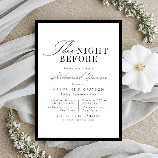Eenvoudig sierlijk script typografie de avond voor kaart
