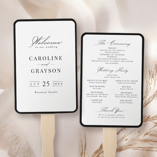Eenvoudig sierlijk script typografie huwelijksprog handwaaier