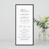 Eenvoudig sierlijk script typografie huwelijksprog menu (Staand voorkant)