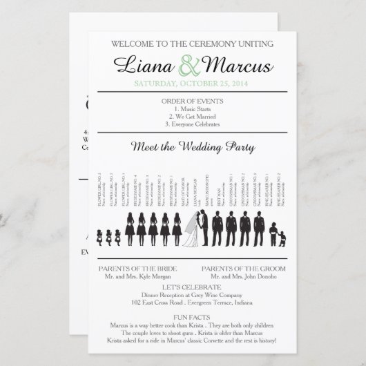 Eenvoudig Silhouettes Ceremony-programma (Voorkant / Achterkant)