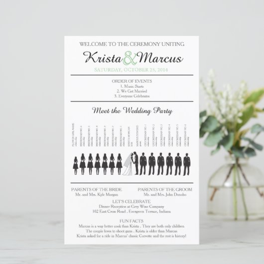 Eenvoudig Silhouettes Weddenprogramma met tijdlijn (Staand voorkant)