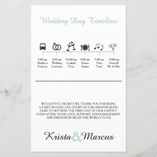 Eenvoudig Silhouettes Weddenprogramma met tijdlijn (Achterkant)