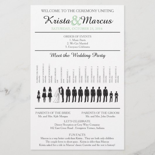 Eenvoudig 'Silhouettes Wedding Programme Flyer' (Voorkant)