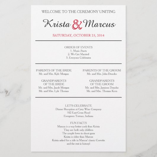 Eenvoudig 'Silhouettes Wedding Programme Flyer' (Voorkant)