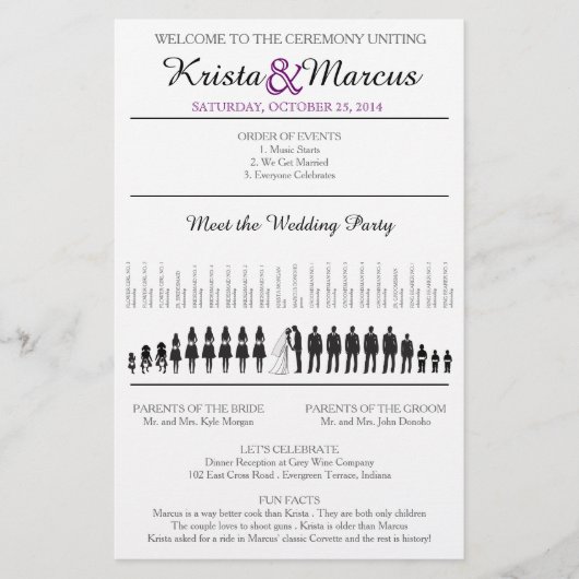 Eenvoudig 'Silhouettes Wedding Programme Flyer' (Voorkant)