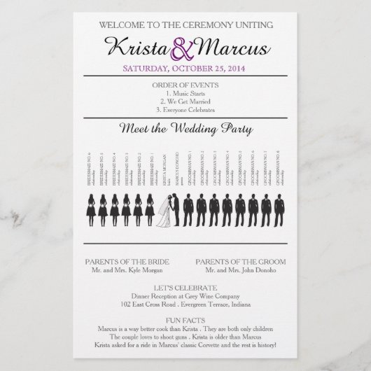 Eenvoudig 'Silhouettes Wedding Programme Flyer' (Voorkant)