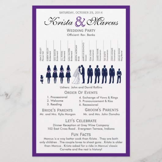 Eenvoudig 'Silhouettes Wedding Programme Flyer' (Voorkant)