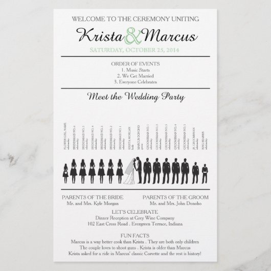 Eenvoudig 'Silhouettes Wedding Programme Flyer' (Voorkant)