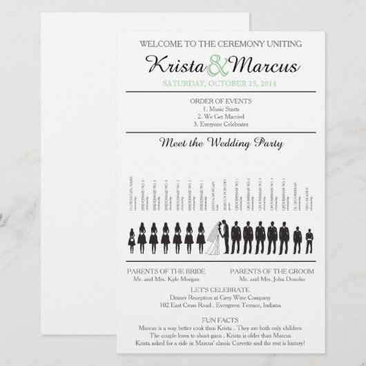 Eenvoudig 'Silhouettes Wedding Programme Flyer' (Voorkant / Achterkant)