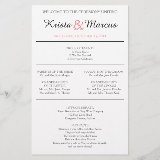 Eenvoudig 'Silhouettes Wedding Programme Flyer' (Voorkant)
