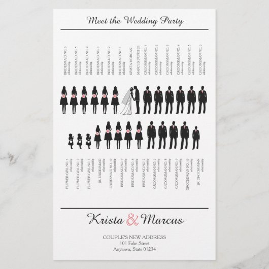 Eenvoudig 'Silhouettes Wedding Programme Flyer' (Achterkant)