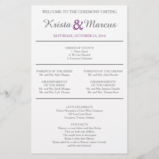 Eenvoudig 'Silhouettes Wedding Programme Flyer' (Voorkant)