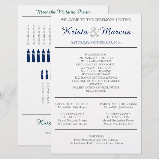 Eenvoudig 'Silhouettes Wedding Programme Flyer' (Voorkant / Achterkant)