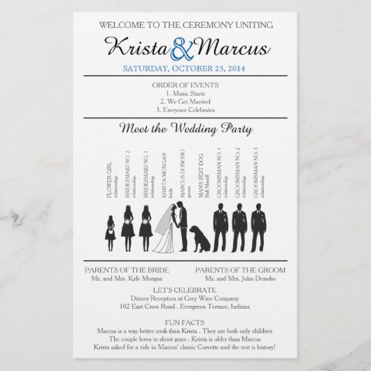Eenvoudig 'Silhouettes Wedding Programme Flyer' (Voorkant)