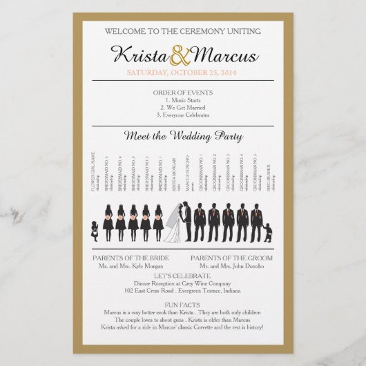 Eenvoudig 'Silhouettes Wedding Programme Flyer' (Voorkant)