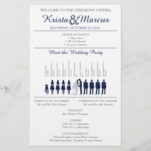 Eenvoudig 'Silhouettes Wedding Programme Flyer' (Voorkant)