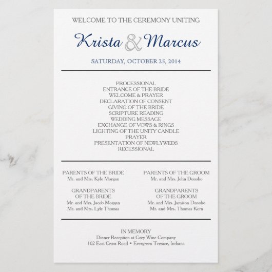 Eenvoudig 'Silhouettes Wedding Programme Flyer' (Voorkant)