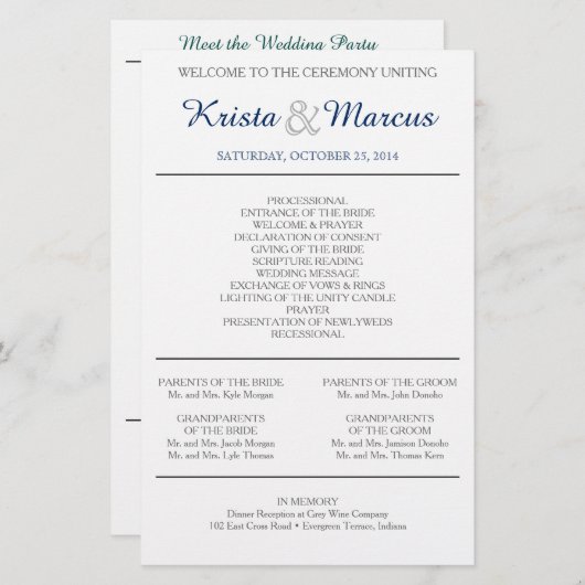 Eenvoudig 'Silhouettes Wedding Programme Flyer' (Voorkant / Achterkant)