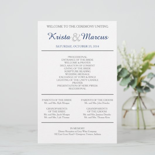 Eenvoudig 'Silhouettes Wedding Programme Flyer' (Staand voorkant)