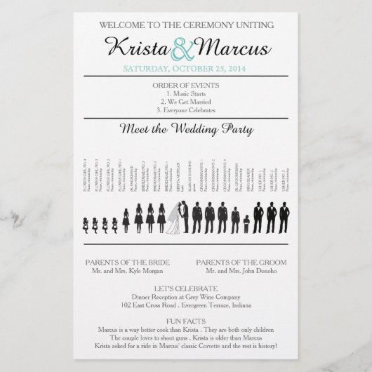 Eenvoudig 'Silhouettes Wedding Programme Flyer' (Voorkant)