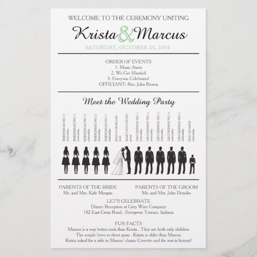 Eenvoudig 'Silhouettes Wedding Programme Flyer' (Voorkant)