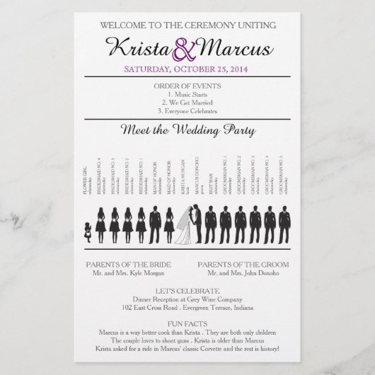 Eenvoudig 'Silhouettes Wedding Programme Flyer' (Voorkant)