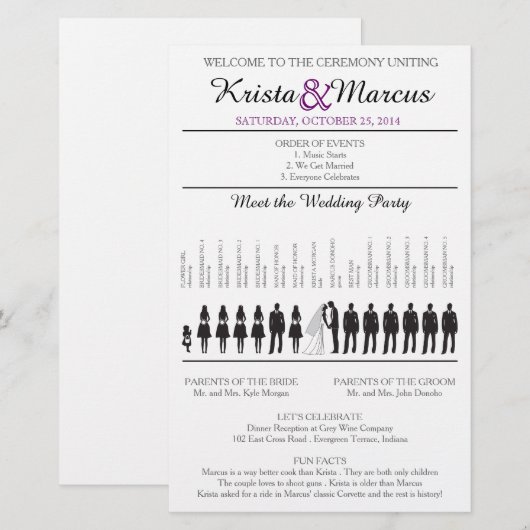 Eenvoudig 'Silhouettes Wedding Programme Flyer' (Voorkant / Achterkant)