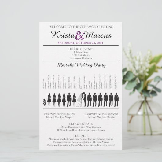 Eenvoudig 'Silhouettes Wedding Programme Flyer' (Staand voorkant)