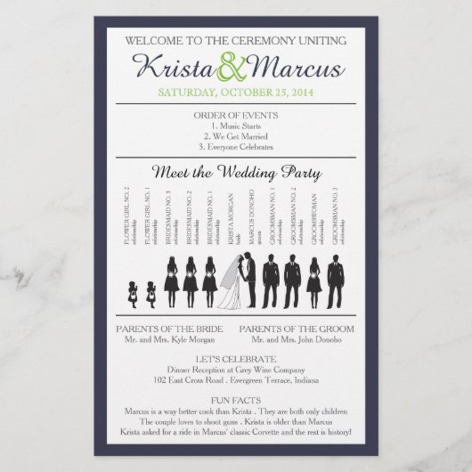 Eenvoudig 'Silhouettes Wedding Programme Flyer' (Voorkant)