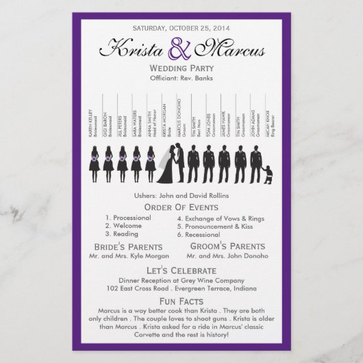 Eenvoudig 'Silhouettes Wedding Programme Flyer' (Voorkant)